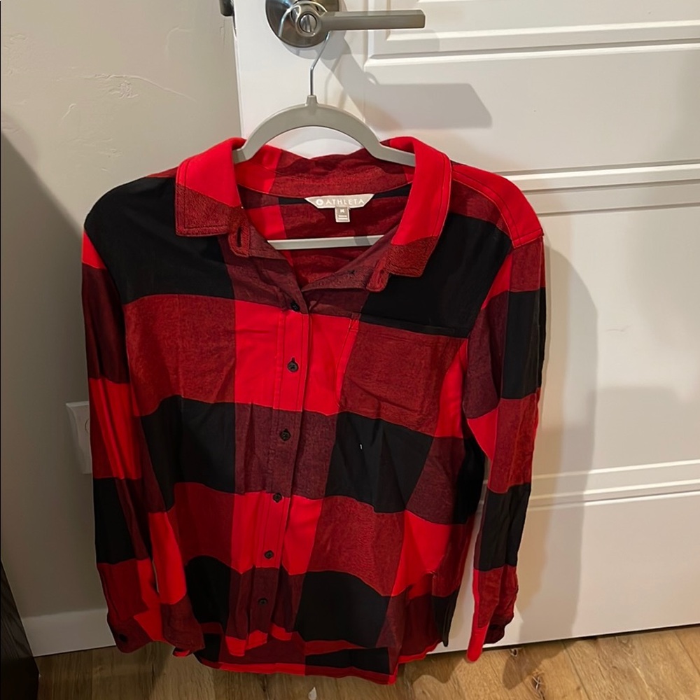 Athleta Red and Black Plaid Shirt